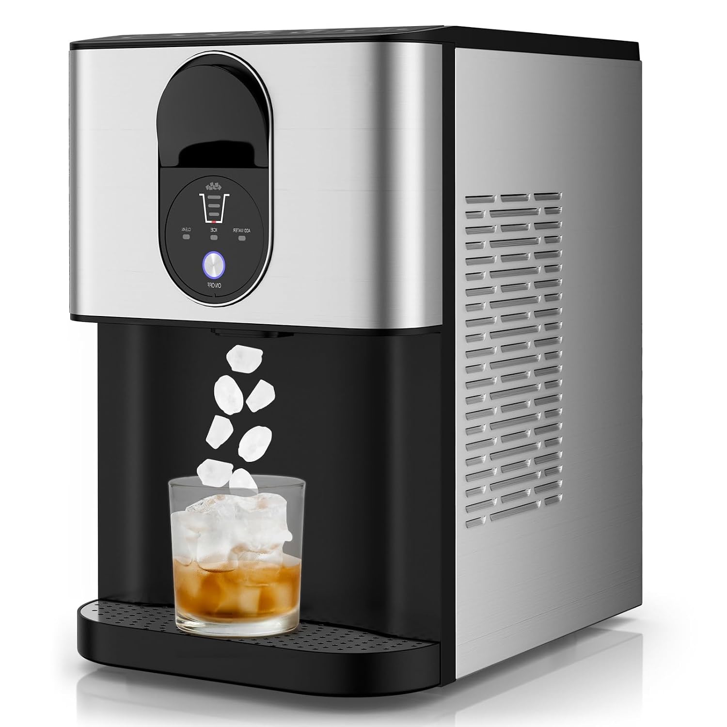 CLEEMAN Máquina de hielo de pepita autodisponible, máquina de hielo de 56 libras/24 H con sistema de autolimpieza, fabri