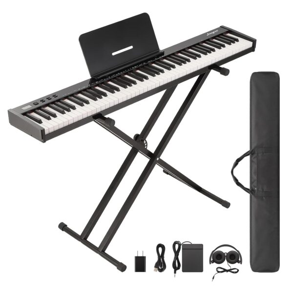 GAOMON Teclado de piano de 88 teclas semi-pesado, teclado eléctrico de tamaño completo para principiantes, teclado portá