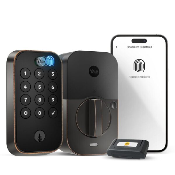 Yale Assure Lock 2 Touch Deadbolt, cerradura inteligente de huellas dactilares con llave en bronce cepillado al óleo y t