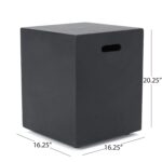 Fogata Rectangular de Exterior Christopher Knight Home 296665 Hormigón Ligero 50000 BTU Gris Oscuro con Soporte para Tan