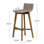 Taburete de Bar Christopher Knight Home La Brea 310064 Madera de Acacia y Mimbre para Exteriores Juego de 4 Marrón Claro