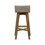 Taburete de Bar Christopher Knight Home La Brea 310064 Madera de Acacia y Mimbre para Exteriores Juego de 4 Marrón Claro