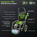 Lavadora a Presión Eléctrica Greenworks GPW2702A 2700 PSI 2.3 GPM Manguera de 25 Pies Estructura de Acero