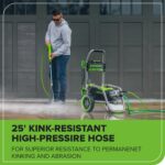 Lavadora a Presión Eléctrica Greenworks GPW2702A 2700 PSI 2.3 GPM Manguera de 25 Pies Estructura de Acero