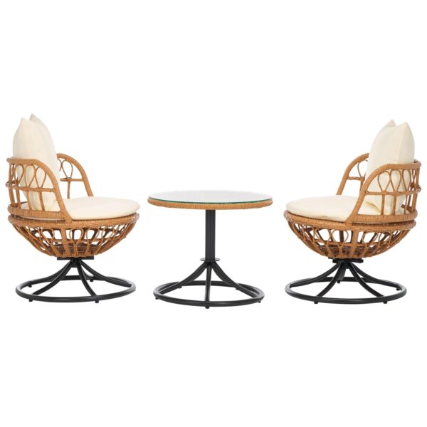 Juego de Patio SAFAVIEH Colby PAT9046A 3 Piezas Marco de Acero Ratán Sintético Beige