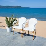 Juego de 2 Sillones para Exterior SAFAVIEH California PAT7531C-SET2 Blanco Mimbre Sintético Marco de Aluminio
