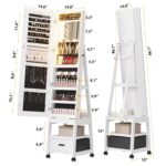 Armario de Joyería GAOMON FZZH24072403 Giratorio 360° con Luces LED Espejo de Cuerpo Completo Color Blanco