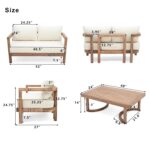 Juego de Muebles de Patio Merax Madera de Acacia 4 Piezas Sofá y Mesa Auxiliar Color Beige