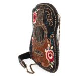 Bolso Cruzado Mary Frances Classical Vibe Forma de Guitarra con Cuentas Correa Extraíble Marrón