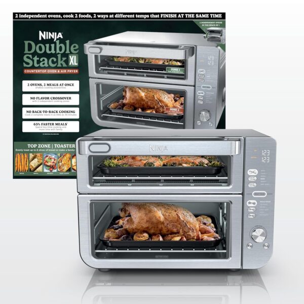 Ninja Freidora de Aire y Horno Tostador | Doble Apilamiento XL | Horno de Encimera | 12 en 1 Cabe Pollo de 4.5 lb y 6 lb