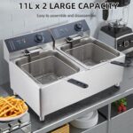 GAOMON Freidora eléctrica de 22 litros con cesta y tapa, freidoras de doble tanque de 23.2 cuartos de galón para uso dom