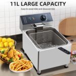 GAOMON Freidora eléctrica de 11 litros con cesta y tapa 2.0, freidora profunda de 11.6 cuartos de galón para uso domésti