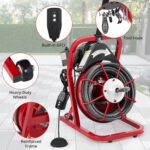 Garvee K-300K - Máquina limpiadora de drenaje eléctrica roja y negra de 3/8 pulgadas y 75 pies, barrena automática para