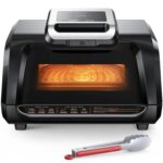 Combo de parrilla/plancha para interiores con ventana de visión, parrilla eléctrica inteligente 7 en 1 sin humo con frei