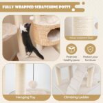 Torre de árbol para gatos PETSITE PTS10204NACTPV 50 pulgadas 5 niveles Sisal natural Crema Blanco