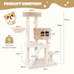 Torre de árbol para gatos PETSITE PTS10204NACTPV 50 pulgadas 5 niveles Sisal natural Crema Blanco