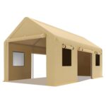 Cochera GarveeLife LKDS-021 10 x 20 pies Amarillo Impermeable Resistente a Rayos UV con Ventanas de Malla Enrollables