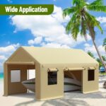 Cochera GarveeLife LKDS-021 10 x 20 pies Amarillo Impermeable Resistente a Rayos UV con Ventanas de Malla Enrollables