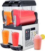 GarveeTech Black 12 L*2 700W - Máquina comercial de granizado de acero inoxidable autolimpiante para bebidas congeladas