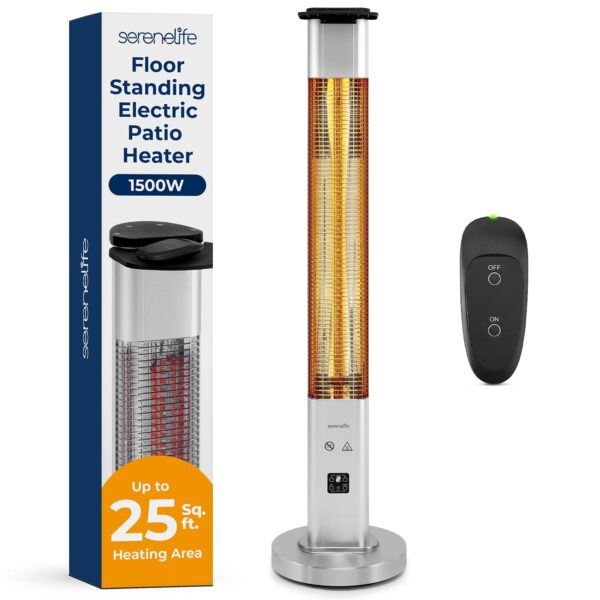 Calentador Eléctrico para Patio SereneLife SLOHT50 1500W Infrarrojo Control Remoto Gris Impermeable IP65