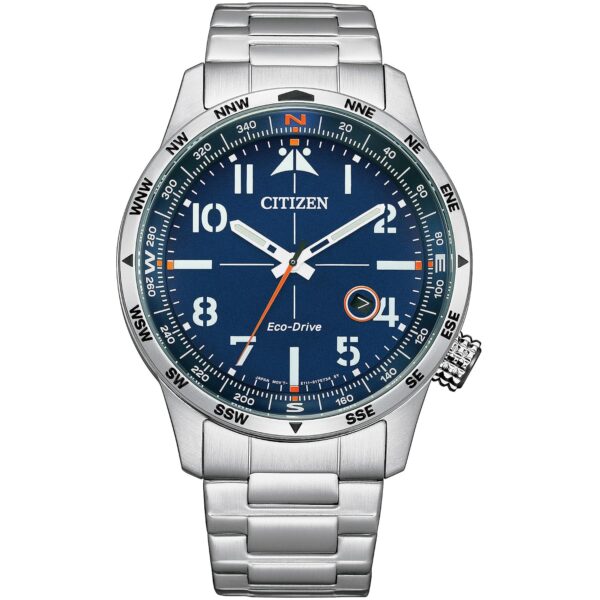 Reloj Citizen Eco-Drive Weekender Avion BM7550-52L Acero Inoxidable Tono Plateado Esfera Azul 43mm
