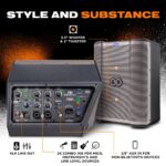 Sheeran Special Edition Busker - Altavoz PA portátil de 200 W con batería recargable, Bluetooth, mezclador de 3 canales,