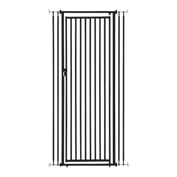 Puerta de Seguridad para Gatos Richell 94952 Extra Alta 70 Pulgadas Acero Negro 28 a 37.5 Pulgadas de Ancho