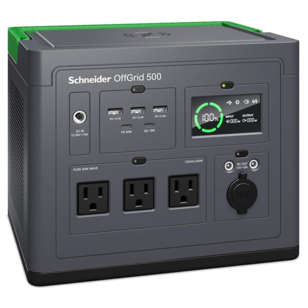 Estación de Energía Portátil Schneider Electric PPS500 517Wh con Almohadilla de Carga Inalámbrica Negro
