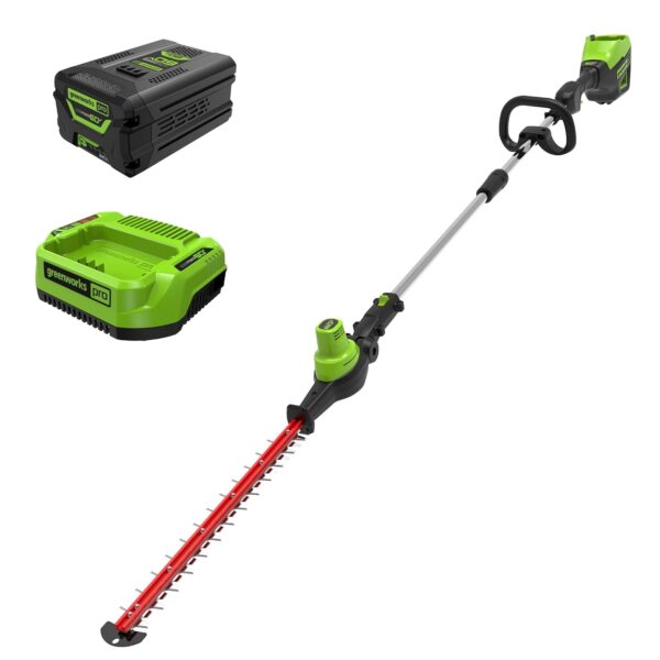 Cortasetos de Poste Inalámbrico Greenworks PH60L210 60V 20 Pulgadas Batería 2.0 Ah y Cargador Incluidos