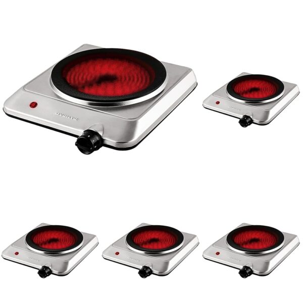 OVENTE Quemador individual infrarrojo para encimera, placa eléctrica de 1000 W con placa de cocina de vidrio cerámico de