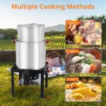 Freidora para Exteriores GarveeLife Seafood Boil Pot Olla para Hervir Mariscos 60 Cuartos Aluminio con Cesta y Quemador