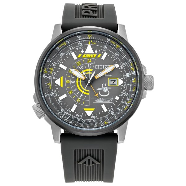 Reloj Citizen Promaster Eco Nighthawk BJ7004-43H Eco-Drive Hombre Acero Inoxidable Correa Poliuretano Negro Esfera Gris