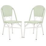 Juego de 2 Sillas Bistró SAFAVIEH Oliver PAT4045A-SET2 Ratán Verde y Blanco Base de Aluminio
