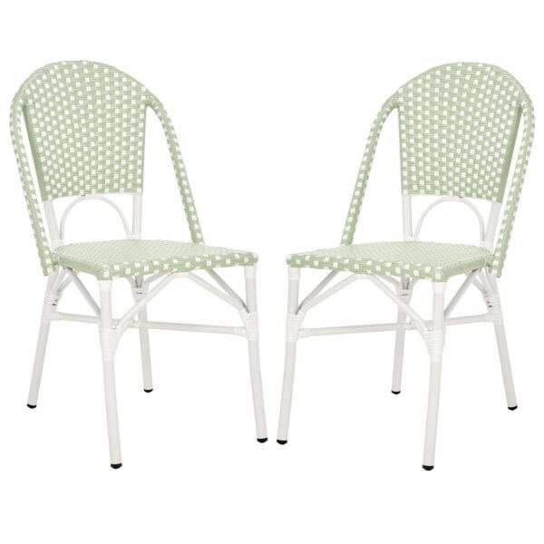 Juego de 2 Sillas Bistró SAFAVIEH Oliver PAT4045A-SET2 Ratán Verde y Blanco Base de Aluminio