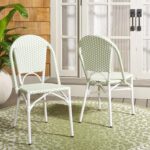 Juego de 2 Sillas Bistró SAFAVIEH Oliver PAT4045A-SET2 Ratán Verde y Blanco Base de Aluminio