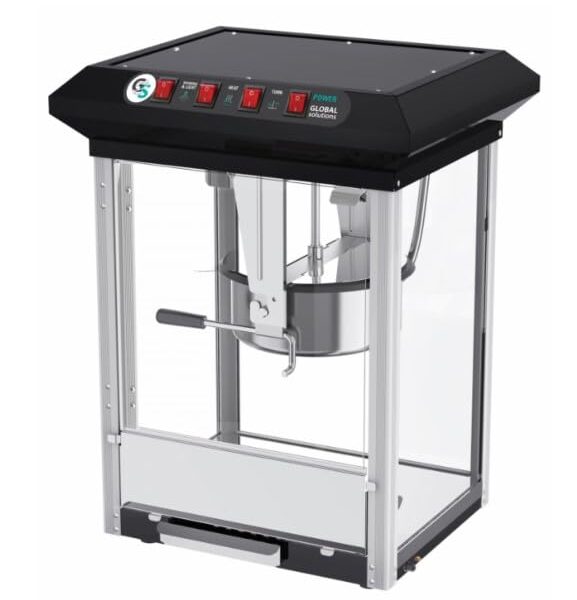 Global Solutions GS1735 Máquina para hacer palomitas de maíz con vidrio seguro para la temperatura, 6 onzas. Capacidad,