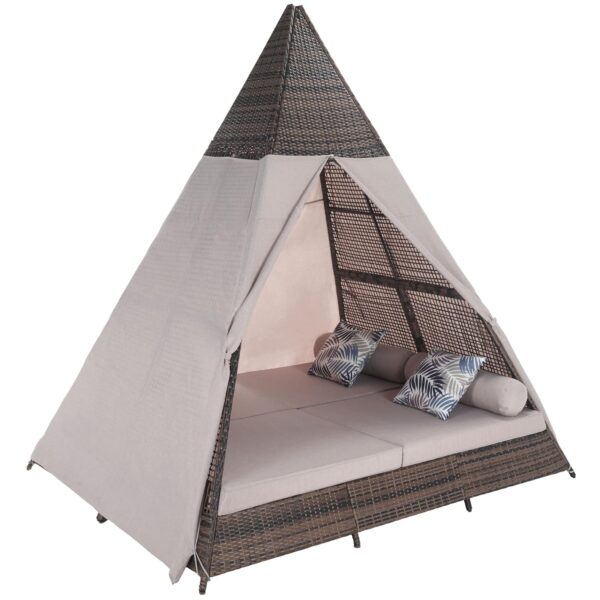 Sofá Cama SAFAVIEH Bongo PAT7736B-3BX Ratán Gris Diseño Piramidal para Exterior