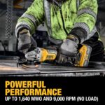 DEWALT Amoladora angular inalámbrica sin escobillas de 20V MAX XR, 4-1/2 pulg. - 5 in., Velocidad variable, antirrotació