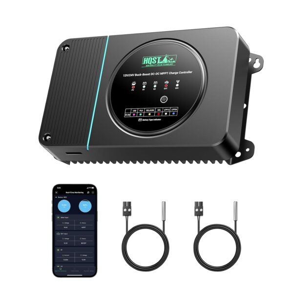 Cargador de Batería HQST 12V 24V 30A DC a DC Buck Boost MPPT con Bluetooth HCC30DCSR