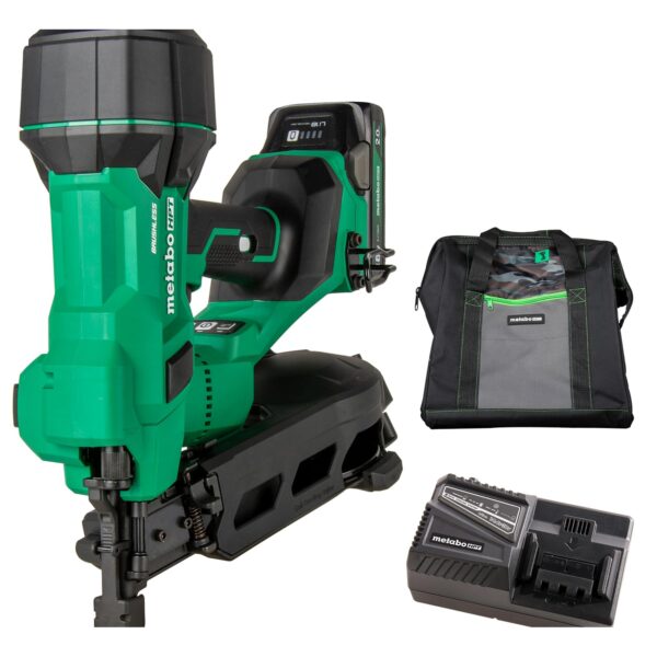 Metabo HPT Kit de clavadora inalámbrica sin escobillas MultiVolt de 18 V para techos de bobina de 1-3/4 pulgadas, clavad