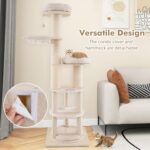 Árbol para Gatos PETSITE PTS10174NACTPV 74 Pulgadas Madera Contrachapada 6 Niveles Condominio Hamaca Beige