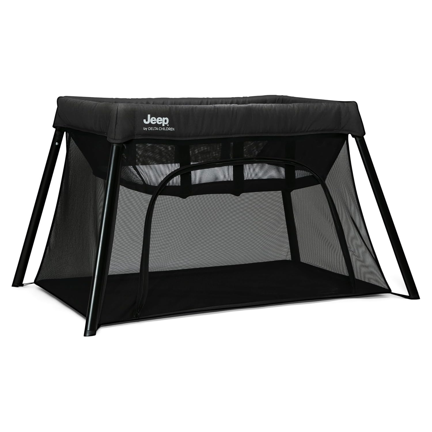 Patio de juegos y moisés 2 en 1 Jeep Horizon Compact Travel Delta Children 26125-001 color negro metal plástico poliéste