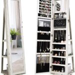 Armario de Joyería Giratorio HOMGX HX-27335VG con Espejo de Cuerpo Completo Cerradura y 198 Compartimentos