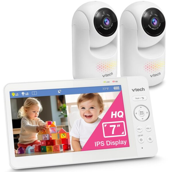 Monitor de Bebé VTech Advanced HQ Max Twin con 2 Cámaras Pantalla IPS de 7 Pulgadas Ángulo de Visión de 110 Grados Bater