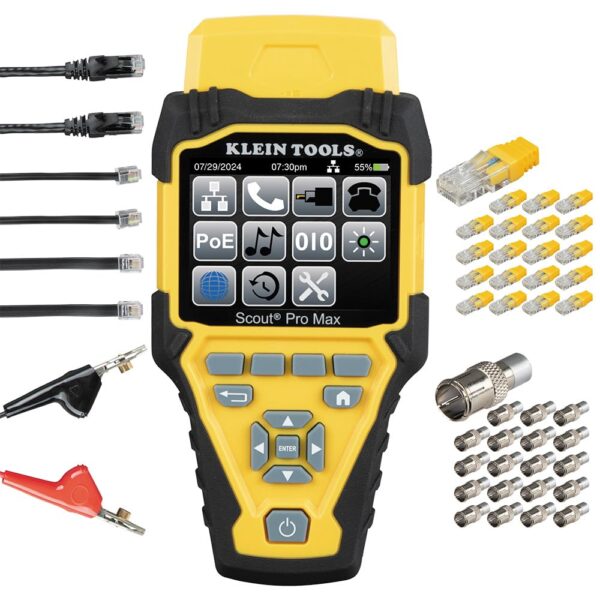 Klein Tools VDV501-770 - Juego de probadores de cables, Scout Pro Max Ethernet, coaxial/video, teléfono, (RJ11/RJ12/RJ45