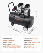 VEVOR Compresor de aire, tanque de acero de 15 galones, compresor de aire libre de aceite de 2HP 5.3 CFM@90 PSI y presió