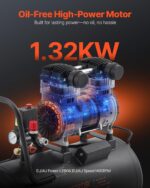 VEVOR Compresor de aire, tanque de acero de 15 galones, compresor de aire libre de aceite de 2HP 5.3 CFM@90 PSI y presió