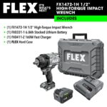 Llave de Impacto Inalámbrica FLEX FX1472-1H 24V 1/2 Pulgada 1500 Pies Libra Kit con Batería de Litio Apilable 6.0Ah y Ca