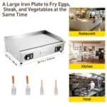 Takywep Plancha eléctrica comercial de 30 pulgadas, plancha eléctrica de encimera de 3000 W, antiadherente para restaura