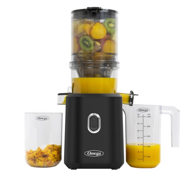 Omega Exprimidor de prensa fría – Exprimidor de masticación lenta sin manos para vegetales y frutas con tolva de boca an